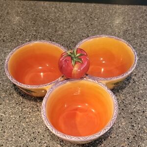 Orange and Purple Ceramic Serving Bowl Set